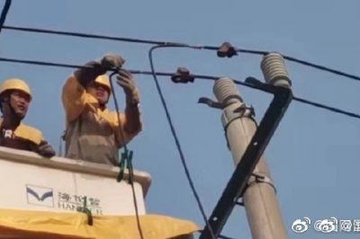 金湖县供电公司10千伏变配采用带电作业方式进行施工改造