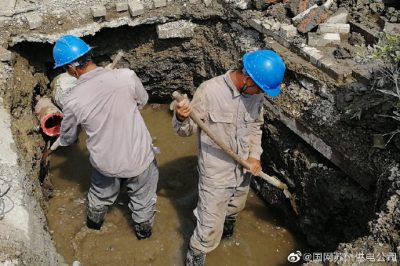 国网苏州市吴江区供电公司正在开挖工作井基坑