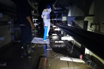 电缆隧道内进行朱河-子龙110千伏电缆外护套绝缘试验
