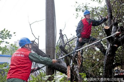 大连供电公司全力抢修因灾停电的线路