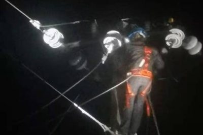 10千伏云溪线20-20号杆至20-24号杆之间遭雷击断线