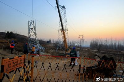 国网宁阳县供电公司施工人员奋战在110千伏辛安线建设现场