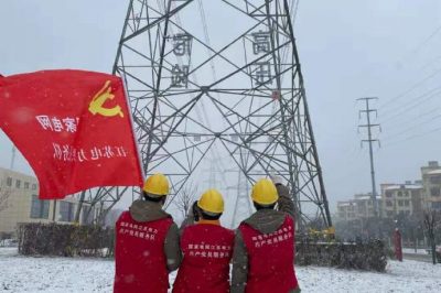 冒着大雪重点对110-500千伏线路巡视